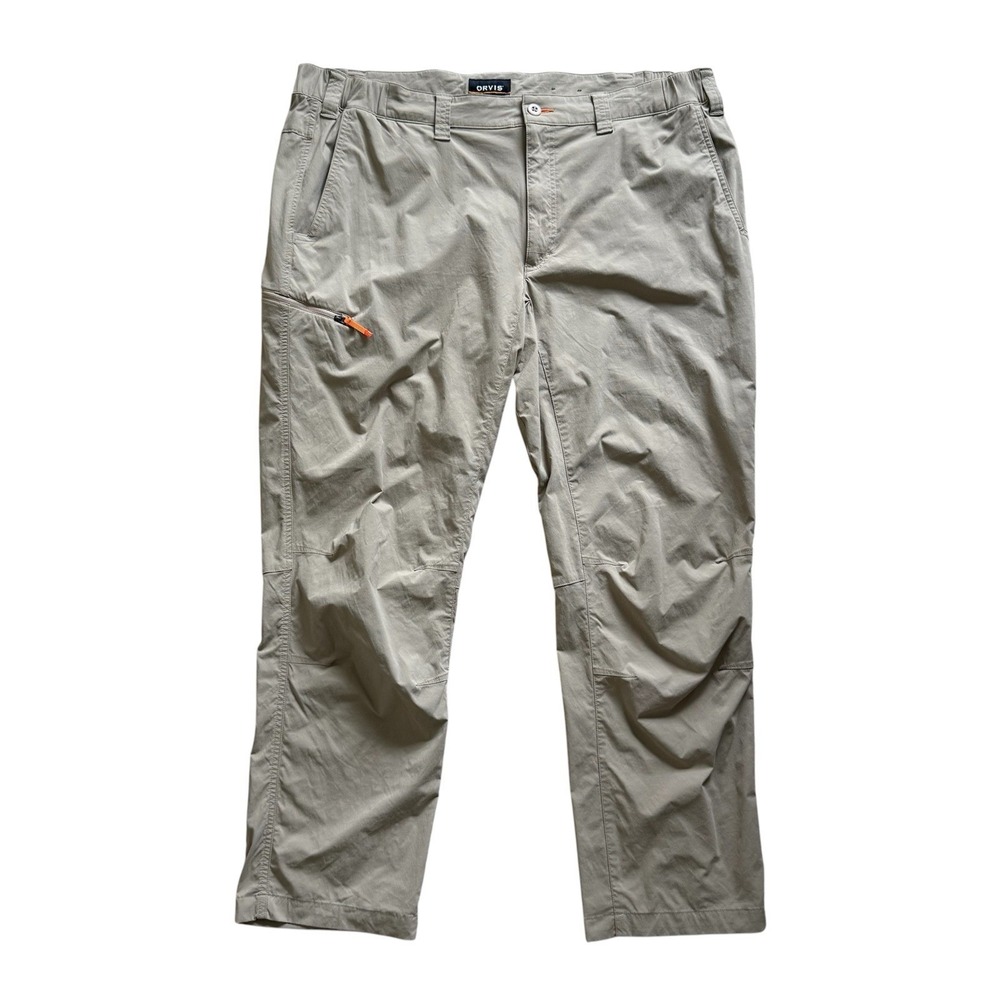Orvis Tech Pants Mens XL Beige Hiking Outdoors Performance Stretch Zip Pockets